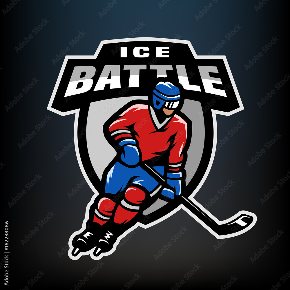 Obraz premium Hockey player logo, emblem.