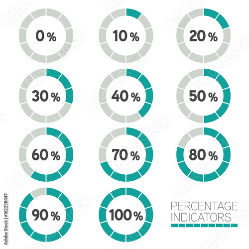 Circular Progress Bar - Ten percentage indicators Vector set
