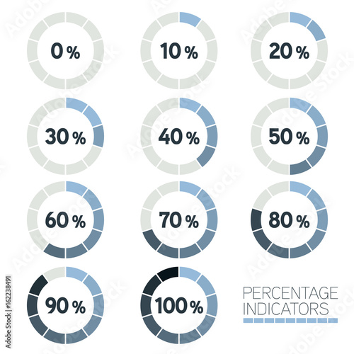 Circular Progress Bar - Ten percentage indicators Vector set
