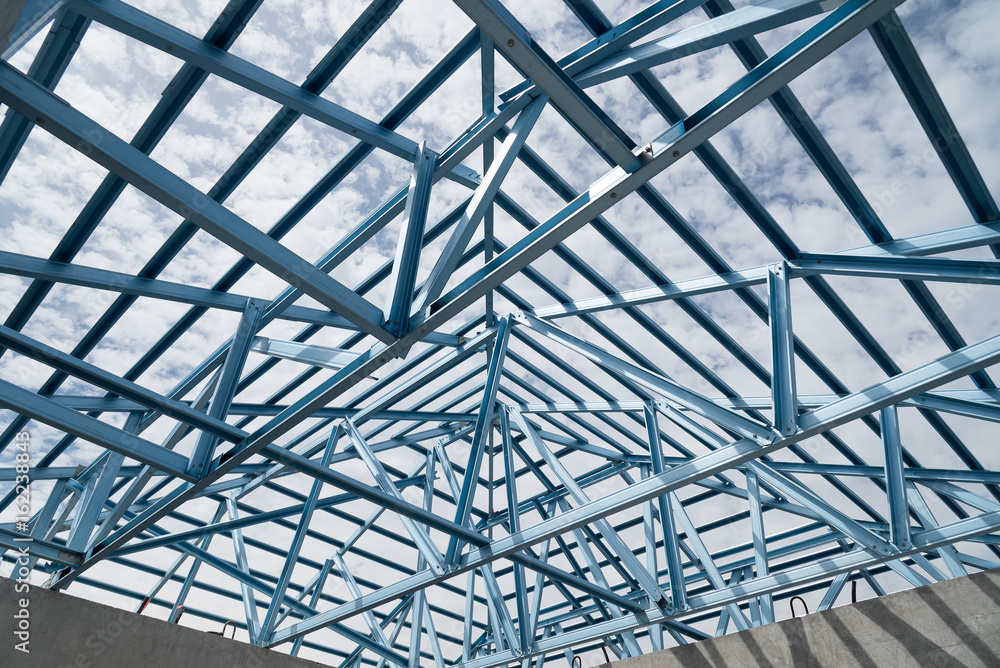 Structure of steel roof. Structure of steel roof.
