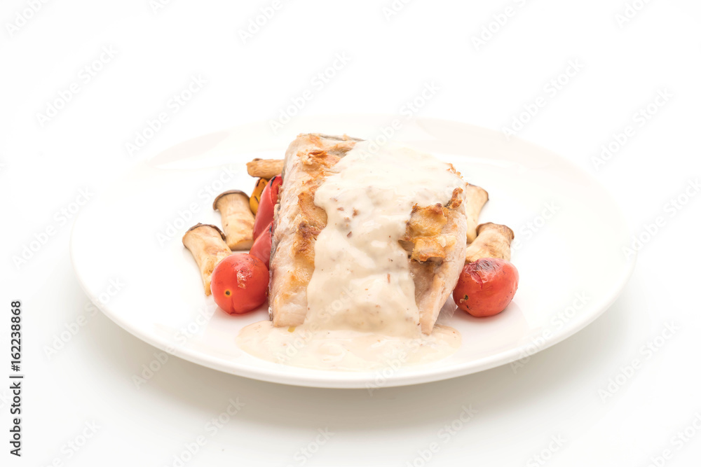 grilled snapper fish steak with vegetable grilled snapper fish steak with vegetable