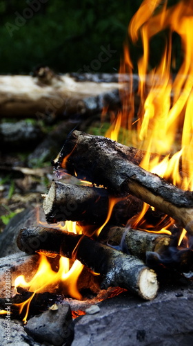 Photo of burning logs in the fire