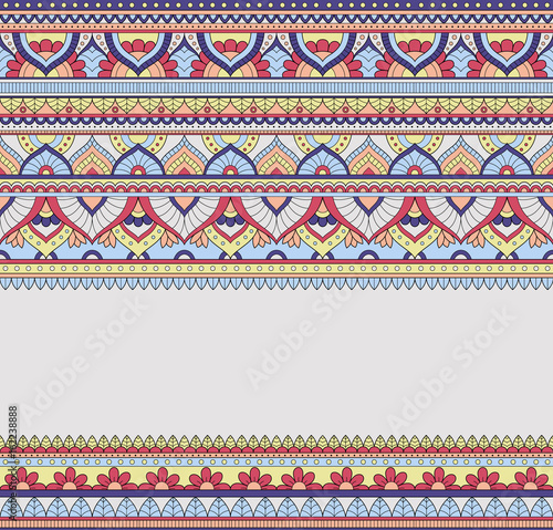 Fototapeta Naklejka Na Ścianę i Meble -  Seamless doodle illustration, zentangle pattern, wallpaper, background, texture. Indian Orment. Design for printing on fabric, textiles. Template for web design, greeting cards, coloring book page