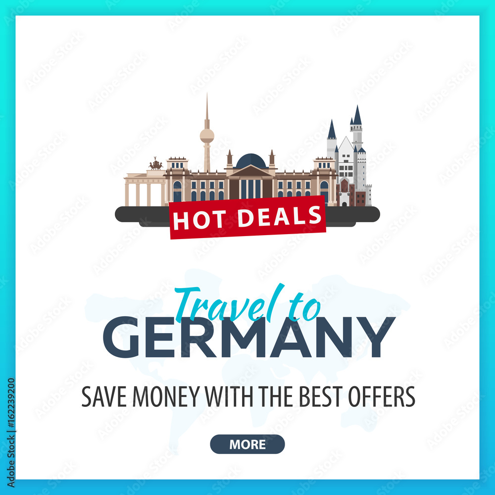 Naklejka premium Travel to Germany. Travel Template Banners for Social Media. Hot Deals. Best Offers.