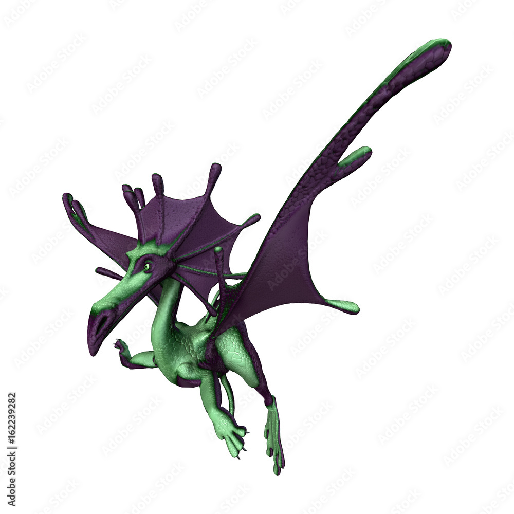 3D Rendering Little Dragon on White 3D Rendering Little Dragon on White