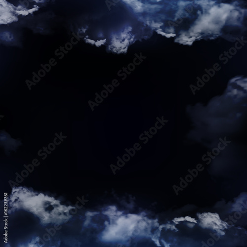 Wonderful realistic thunderclouds on the background of the night sky. Vector illustration