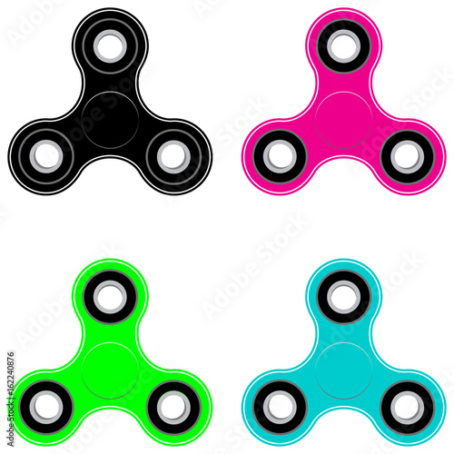 Set of icons of different colors spinners. Toy for calm and relaxation.