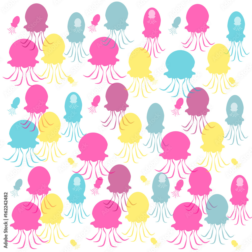 Jellyfish on white background. Marine and ocean life . Vector illustration Jellyfish on white background. Marine and ocean life . Vector illustration