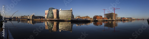 Dublin Docklands, view on Nort Wall Quay, Dublin Conference Centre, Samuel Becket Bridge photo