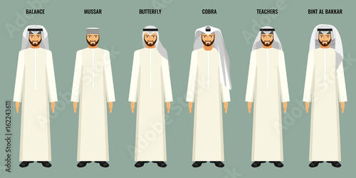 Arabian men in headscarves of various types vector poster photo