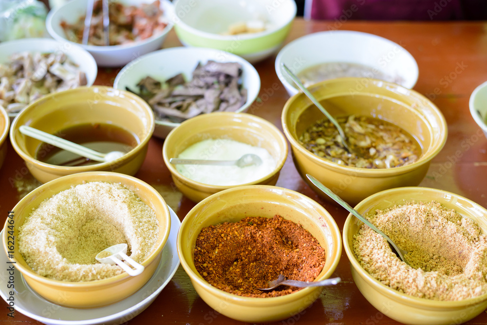 Noodle seasonings in thailand restaurant Noodle seasonings in thailand restaurant