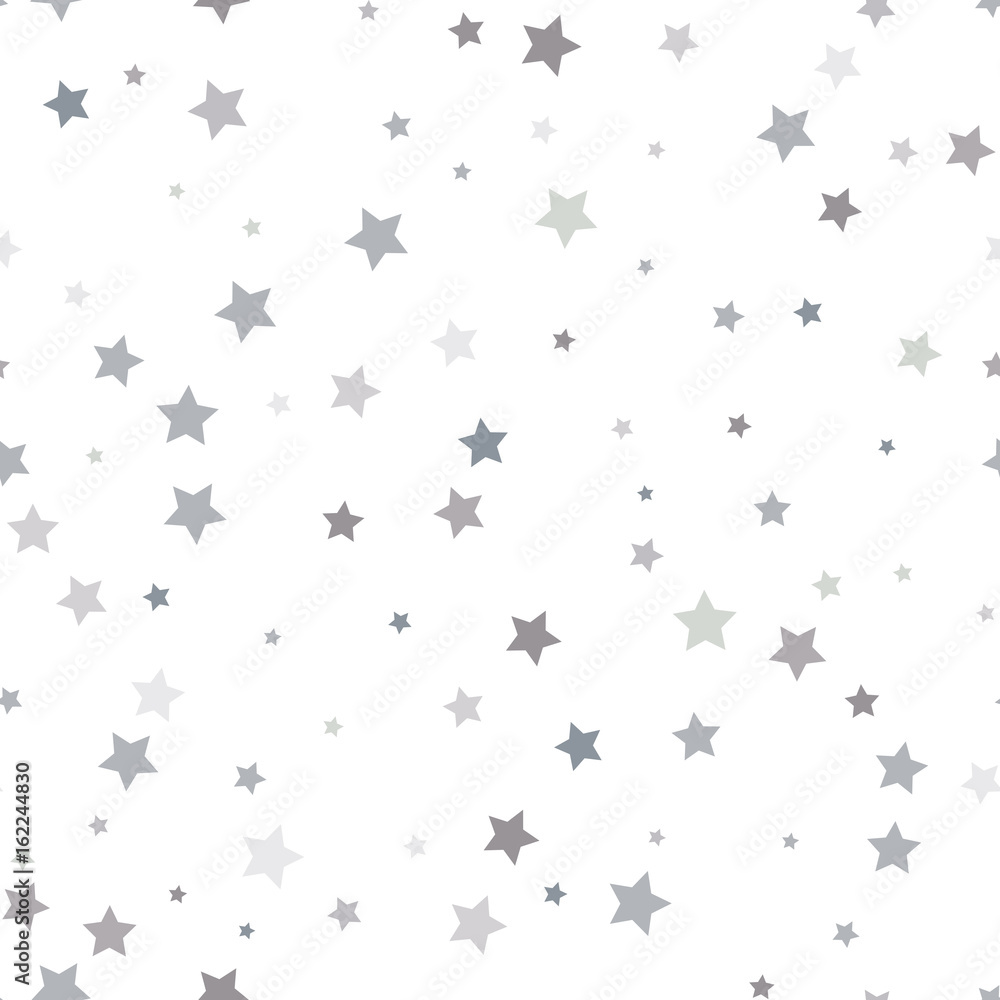 Abstract white modern seamless pattern with silver stars. Vector illustration. Shiny background. Texture of silver foil. Abstract white modern seamless pattern with silver stars. Vector illustration. Shiny background. Texture of silver foil.