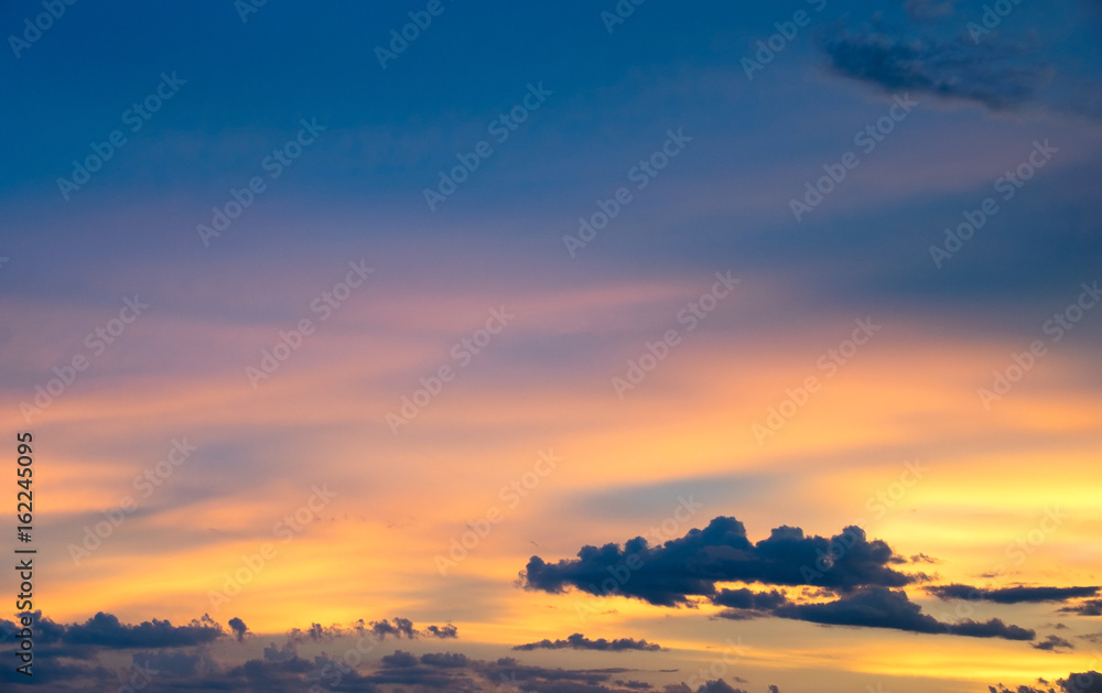Orange blue sky nature abstract in evening time