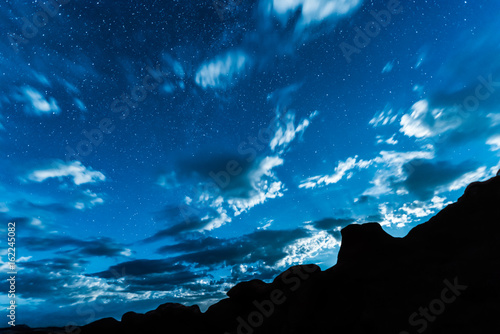 Sky Night With Moonlight and Canyons in Utah