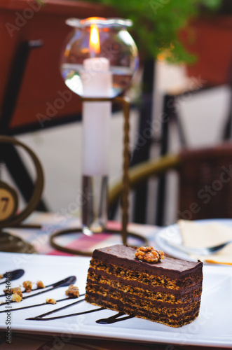 Hungarian traditional chocolate cake Dobostorta © Liubov