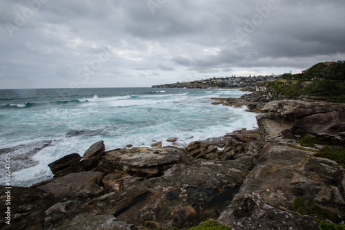 City coastline on overcast day