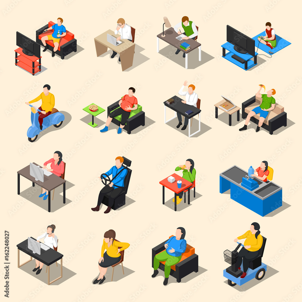 Sedentary Life Icon Set Sedentary Life Icon Set