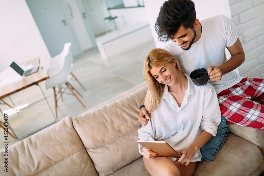 Young attractive couple spending time together at home Young attractive couple spending time together at home