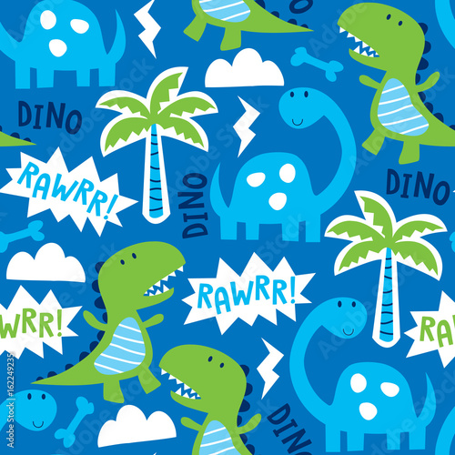 seamless dinosaur animal pattern vector illustration