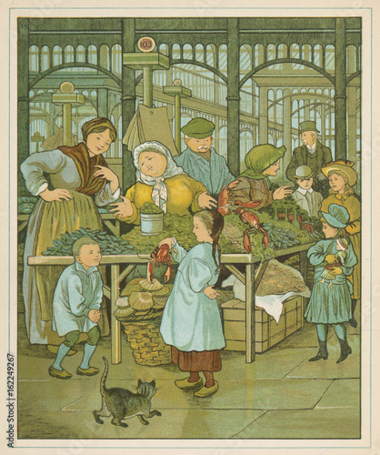 Photography Shellfish stall in Les Halles  Paris  France. Date: 1882