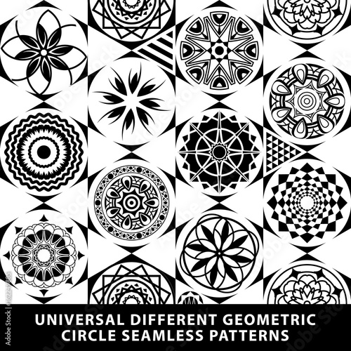 set vector pattern seamless Diamond tile circle black and white
