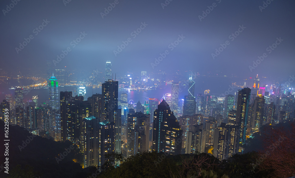 Hong Kong Panorama bei Nacht