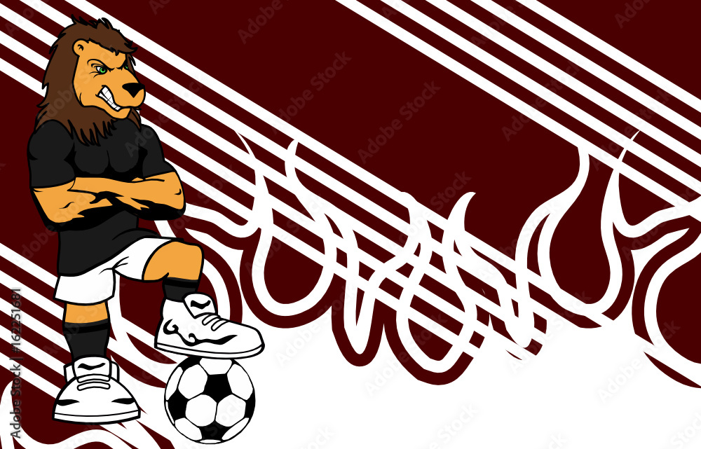 Fototapeta premium fitness lion soccer player cartoon background in vector format