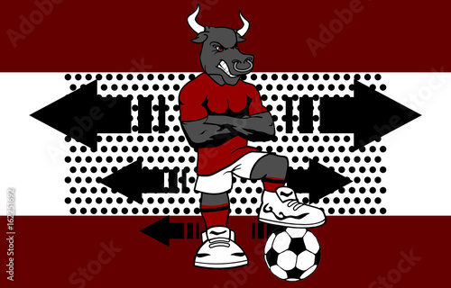 strong sporty bull soccer player cartoon background in vector format