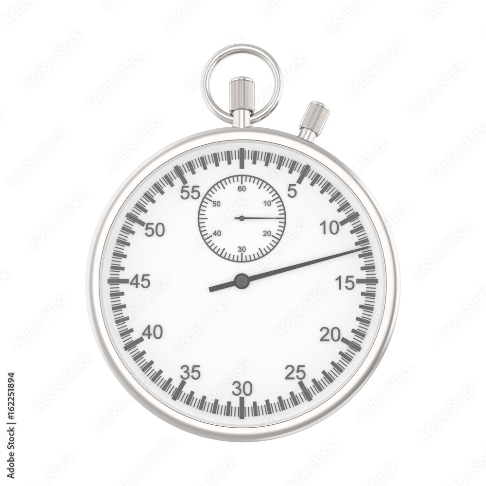 3D illustration isolated silver stopwatch 3D illustration isolated silver stopwatch