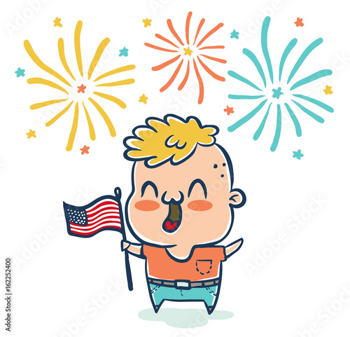 boy with flaf USA