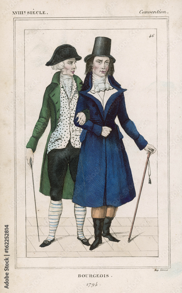 Costume - French Men. Date: 1794