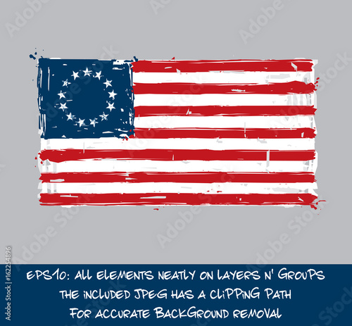 American Betsy Ross Flag Flat - Artistic Brush Strokes and Splashes photo