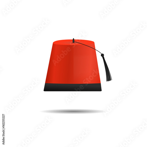 Vector isolated cartoon Turkish hat Fez on the white background for decoration.