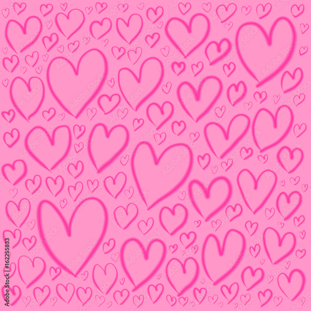 Hand Drawn Vector Hearts Background