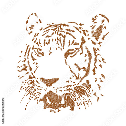 Fototapeta Naklejka Na Ścianę i Meble -  tiger head embroidery artwork design for fashion wearing, graphic animal design vector