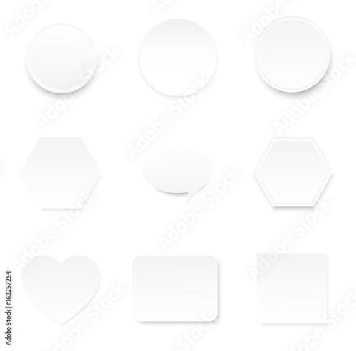 blank white paper note in circle heart rectangular and hexagonal shape bubble speech for infographic background