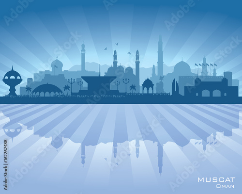 Muscat Oman city skyline vector silhouette