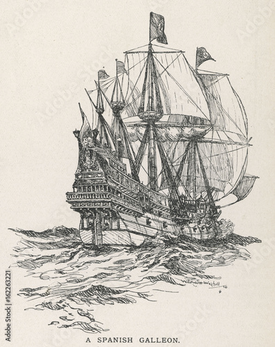 Obraz na plátně Spanish Galleon circa 1580. Date: circa 1580