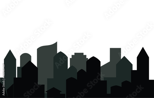 Modern city skyline on white background. Real estate business concept. City Skyline icon. 