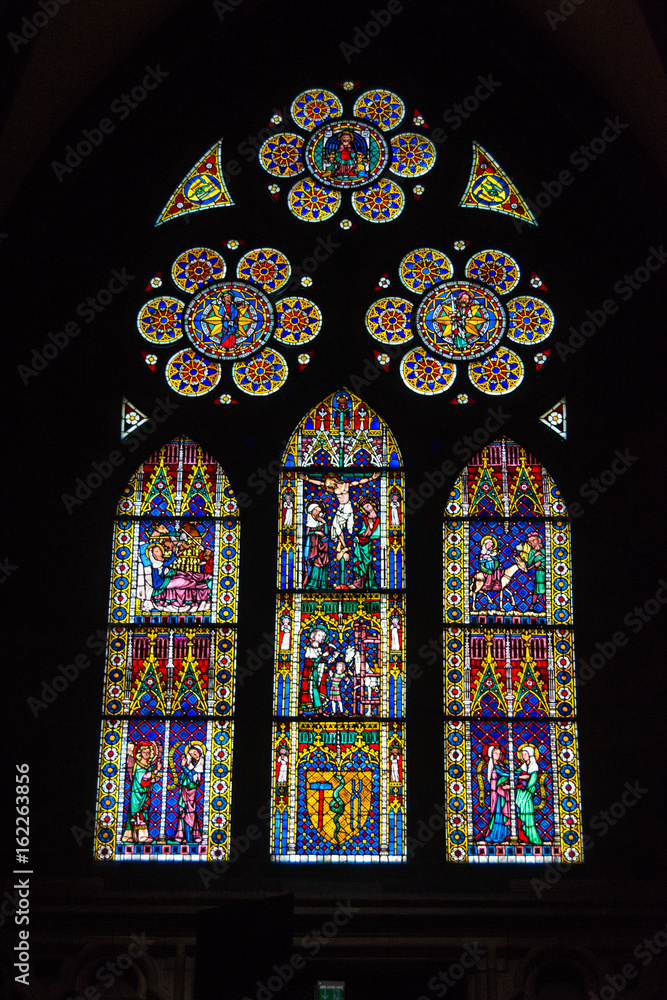 Glass WIndow Church, seen in Freiburg Minster, Germany