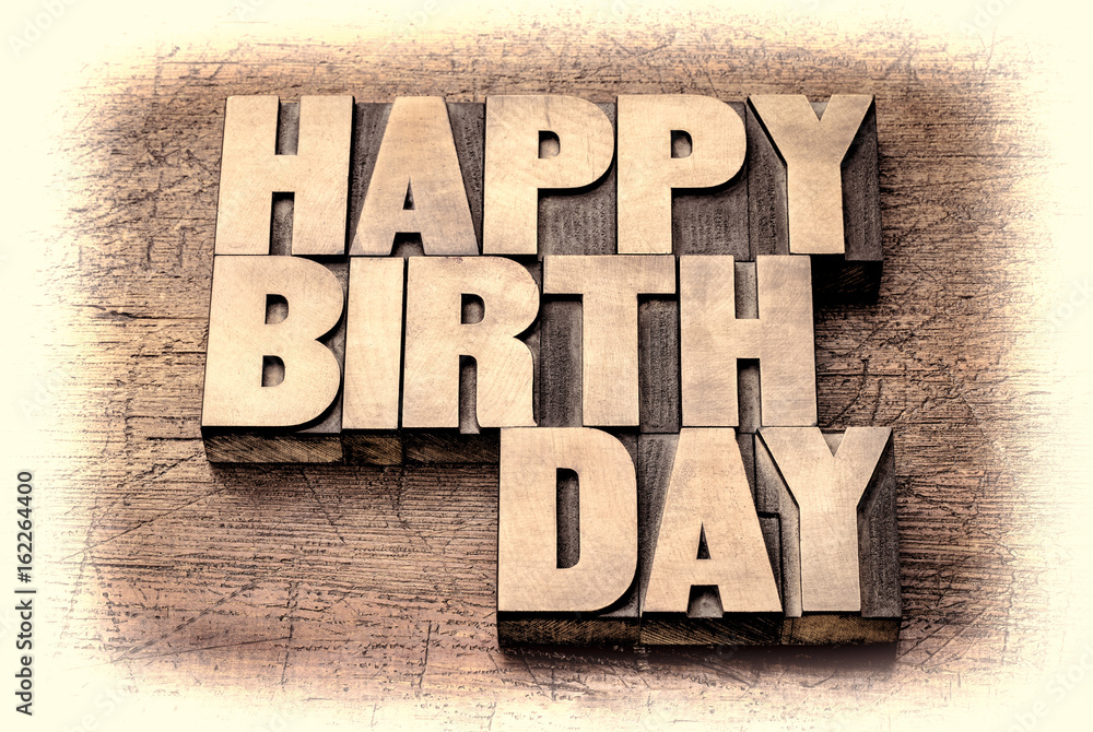 Happy Birthday greetings in wood type Stock Photo | Adobe Stock