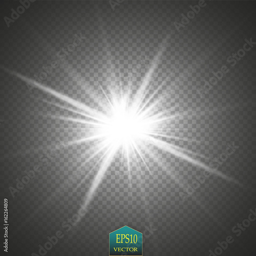 Glow light effect. Star burst with sparkles. Vector illustration. Sun