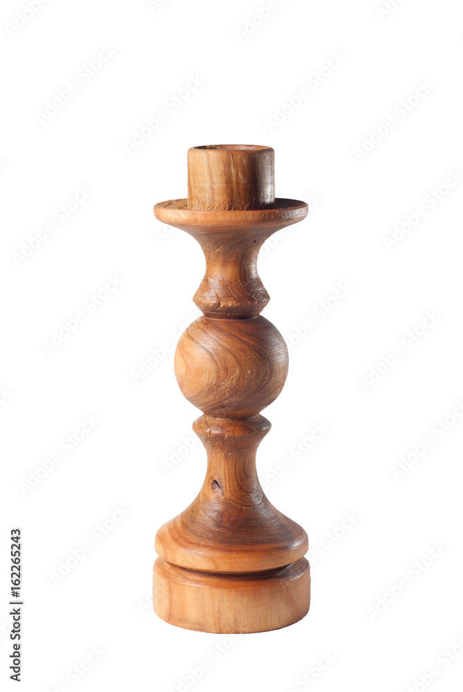 wooden candlestick Isolated on white background