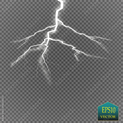 Thunder-storm and lightnings. Magic and bright lighting effects. Vector Illustration