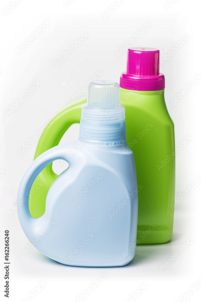 Plastic detergent container on white background Plastic detergent container on white background