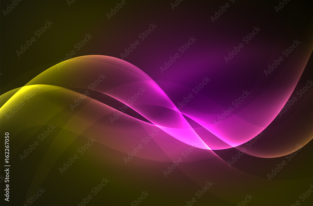 Fototapeta premium Smoky glowing waves in the dark