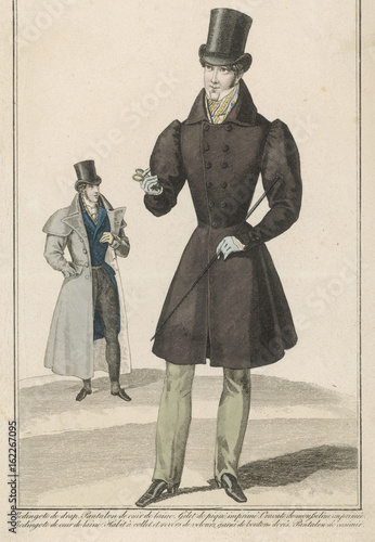 Man wearing coat fashion of 1828. Date: 1828