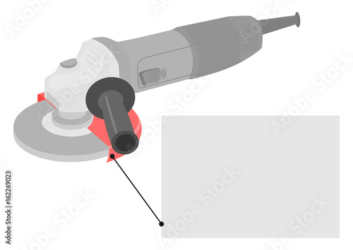 Angle grinder safety tips. Never remove the guard. Flat vector.