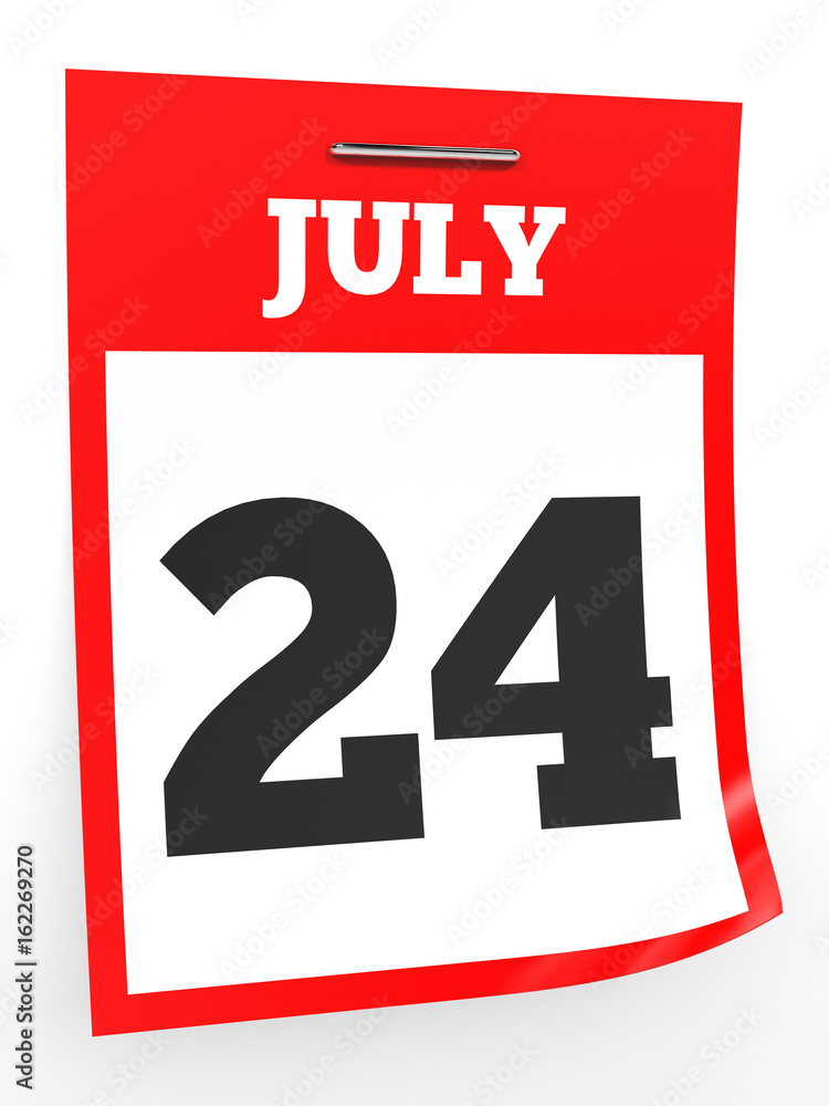 July 24. Calendar on white background. July 24. Calendar on white background.