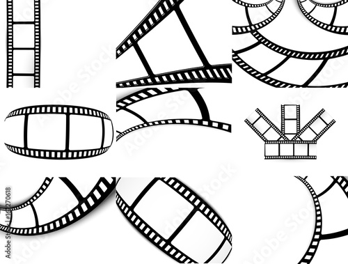 film, movie, photo, filmstrip set of film frame, vector illustration